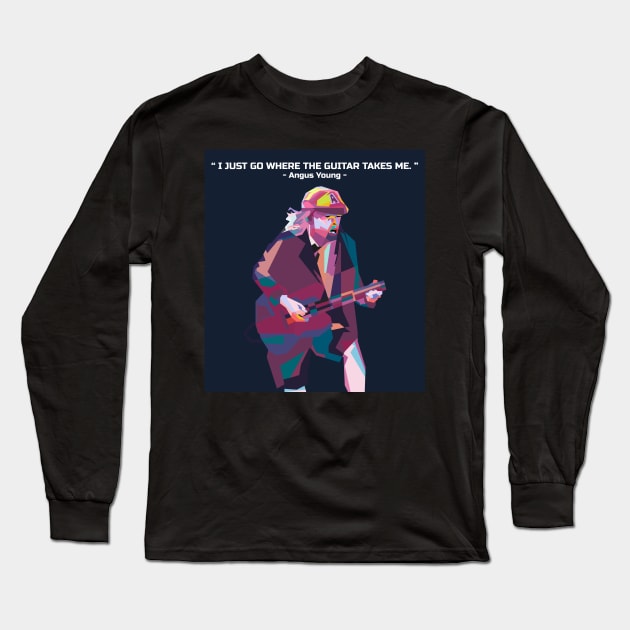 Abstract Angus Young and his quotes in WPAP Long Sleeve T-Shirt by smd90